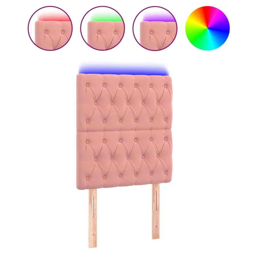 Tête de lit à LED Rose 80x7x118/128 cm Velours - 2