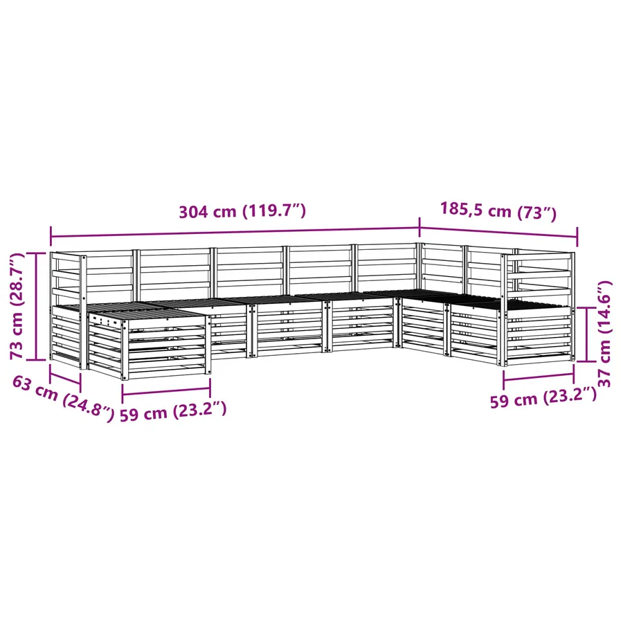 Ensemble de canapés d'extérieur 8 pcs Blanc 304 x 185,5 x 73 cm - 8