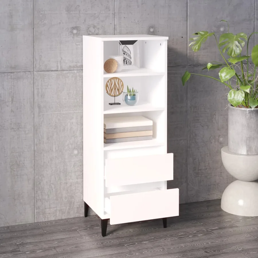 Buffet haut Blanc 40x36x110 cm Bois d'ingénierie - 6