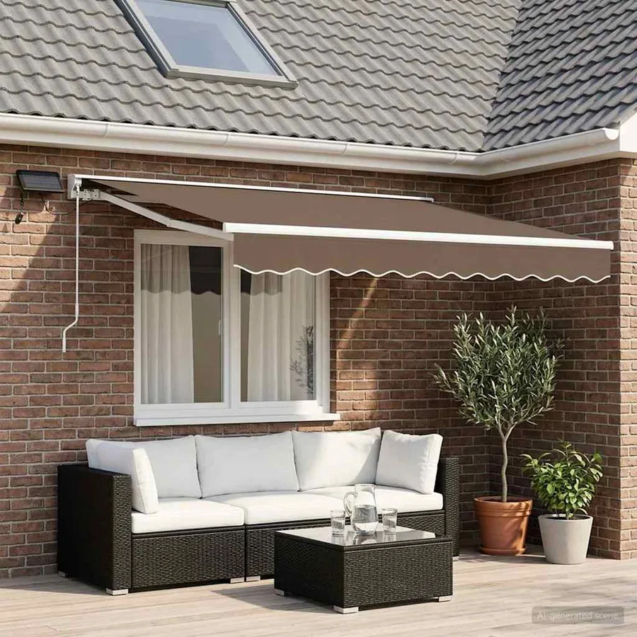 Cadre de store manuel avec LEDs Taupe 3,5 x 2 m - 3