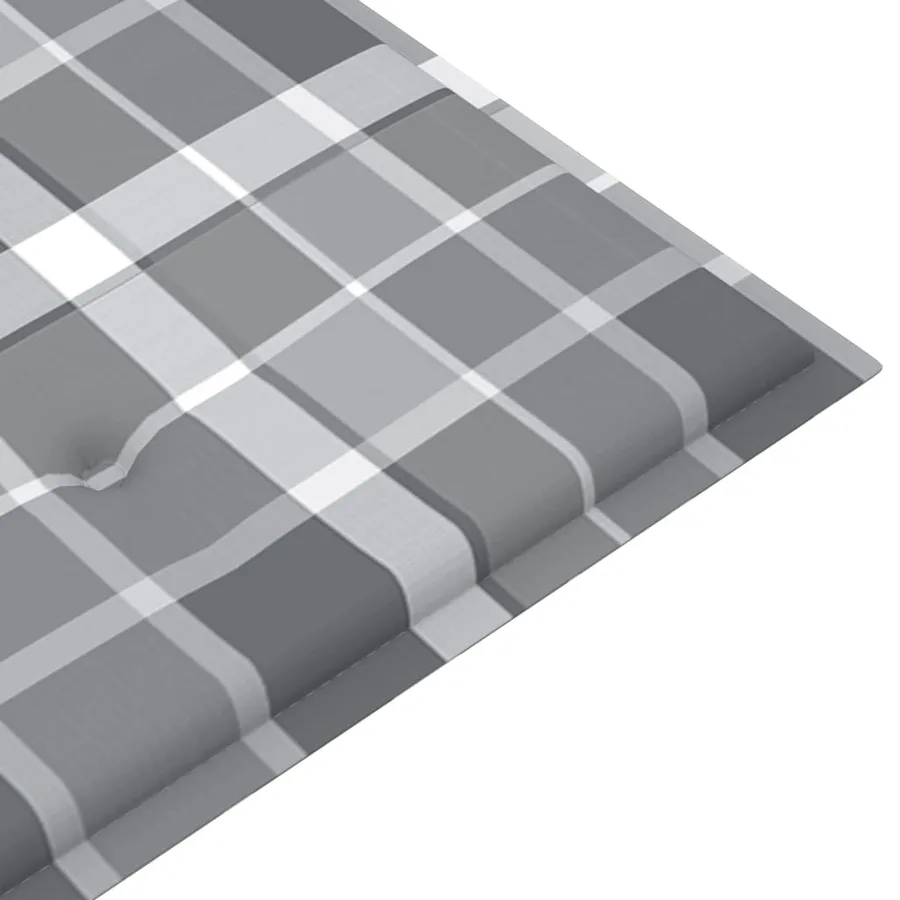 Banc de jardin avec coussin à carreaux gris 112 cm Teck massif - 7