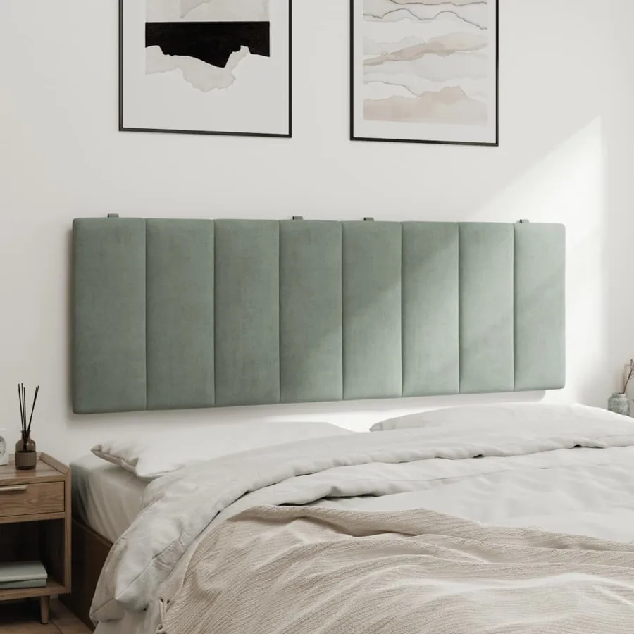 Coussin de tête de lit Hanko gris clair 137 cm velours - 4