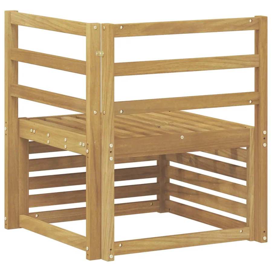 Canapé d'angle extérieur Bois d'Acacia Massif Blanc - 5