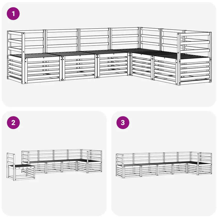 Ensemble de canapés d'extérieur 6 pcs Blanc 304 x 126,5 x 73 cm - 6