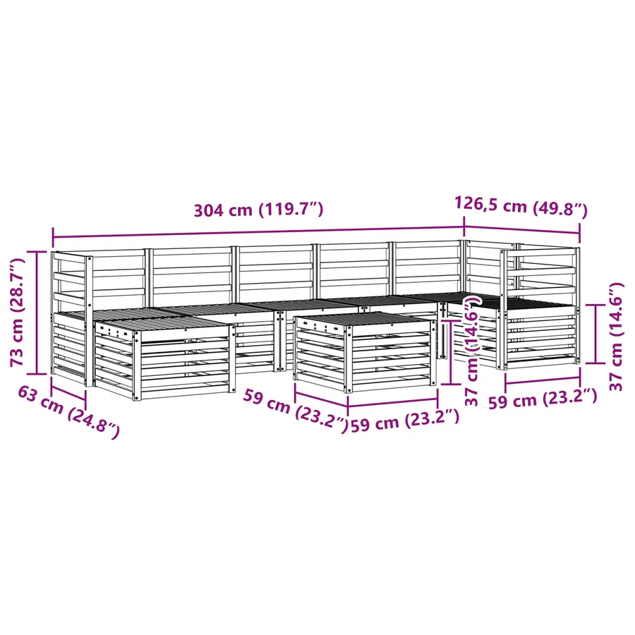 Ensemble de canapés d'extérieur 8 pcs Blanc 59 x 59 x 37 cm - 8