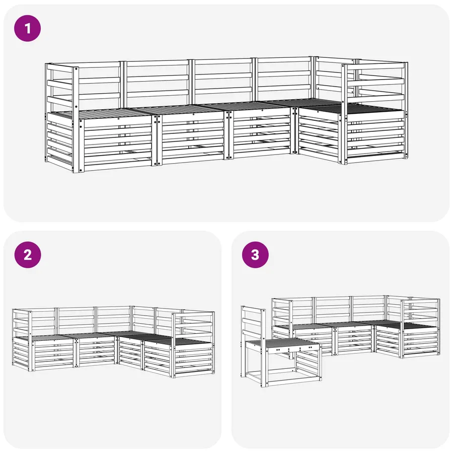 Ensemble de canapés d'extérieur 5 pcs Blanc 245 x 126,5 x 73 cm - 6
