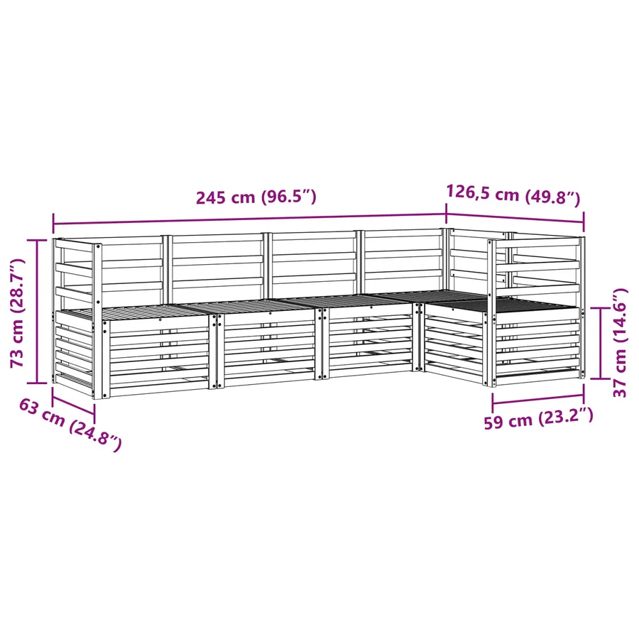 Ensemble de canapés d'extérieur 5 pcs Blanc 245 x 126,5 x 73 cm - 7