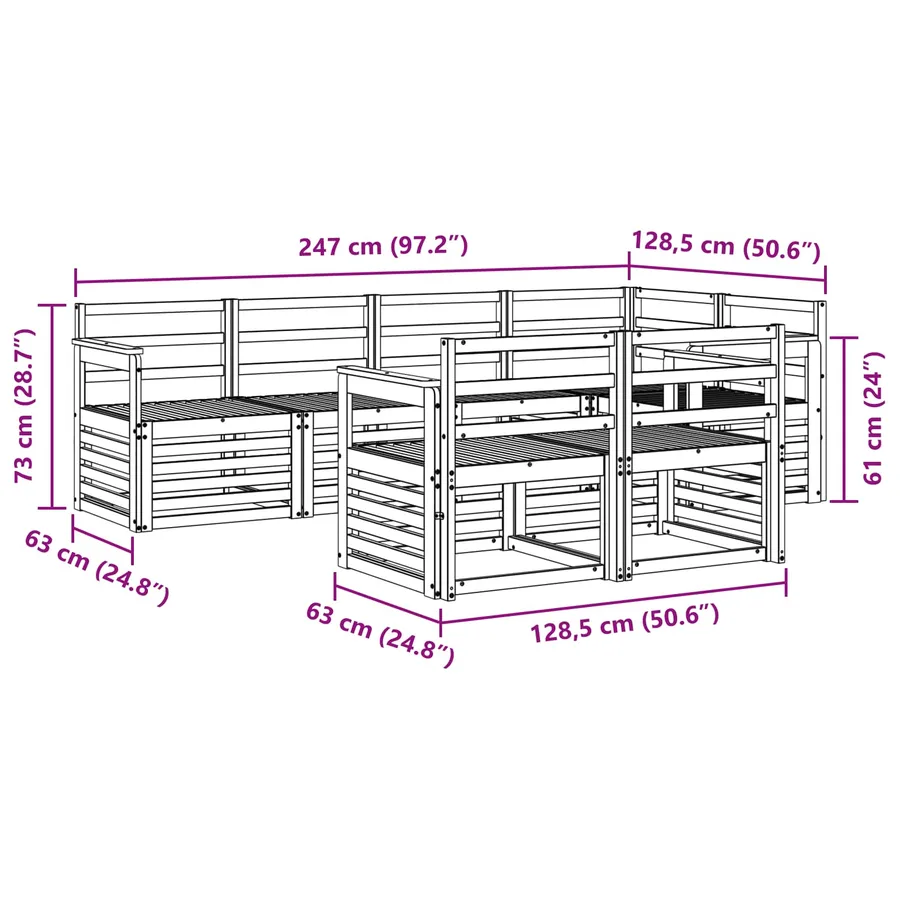 Ensemble de canapés d'extérieur 7 pcs Blanc 247 x 128,5 x 73 cm - 6