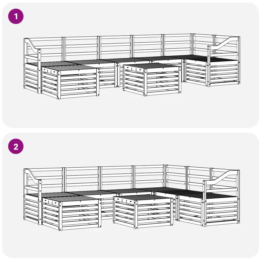 Ensemble de canapés d'extérieur 8 pcs Blanc 59 x 59 x 37 cm - 9