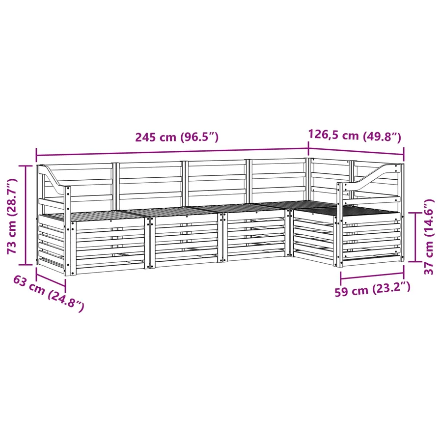 Ensemble de canapés d'extérieur 5 pcs Blanc 245 x 126,5 x 73 cm - 7