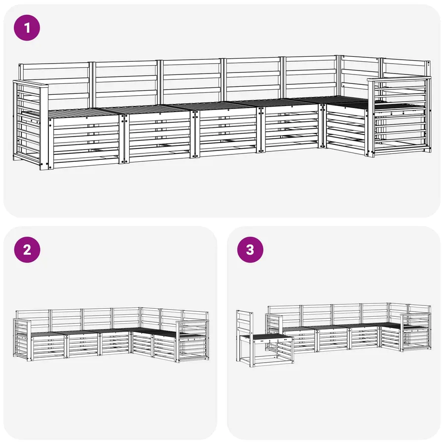 Ensemble de canapés d'extérieur 6 pcs Blanc 306 x 128,5 x 73 cm - 6