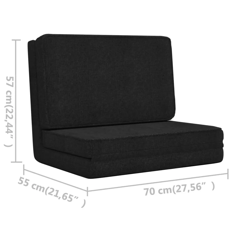 Chaise pliable de sol Noir Tissu - 11