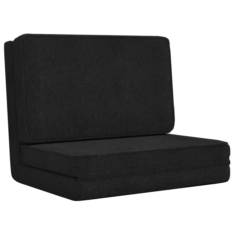 Chaise pliable de sol Noir Tissu - 2