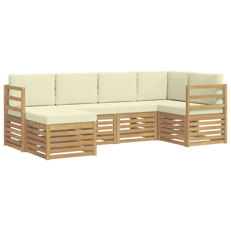Ensemble de canapés d'extérieur 6 pcs Blanc et crème Polyester - 2