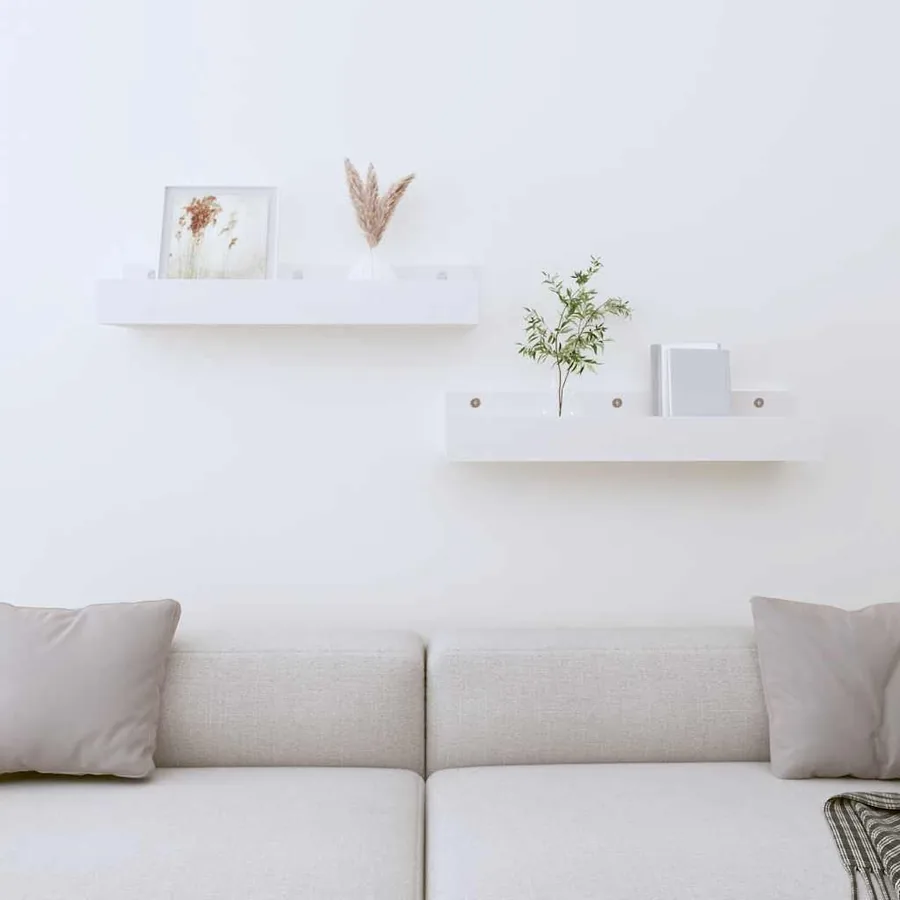 Étagères murales 2 pcs Blanc 50x12x9 cm Bois de pin massif