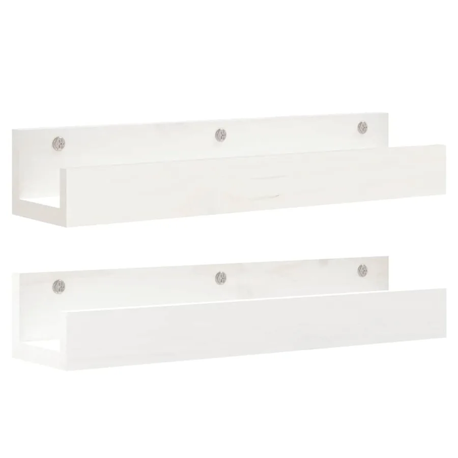 Étagères murales 2 pcs Blanc 50x12x9 cm Bois de pin massif - 2