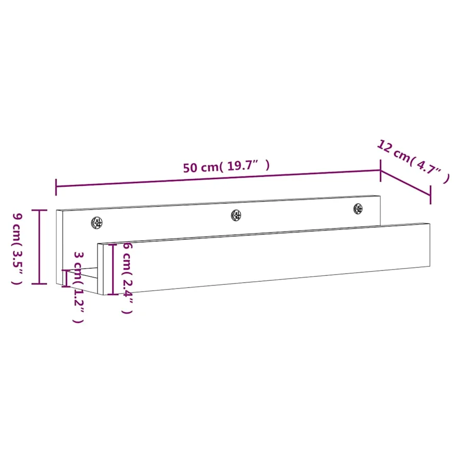 Étagères murales 2 pcs Blanc 50x12x9 cm Bois de pin massif - 9