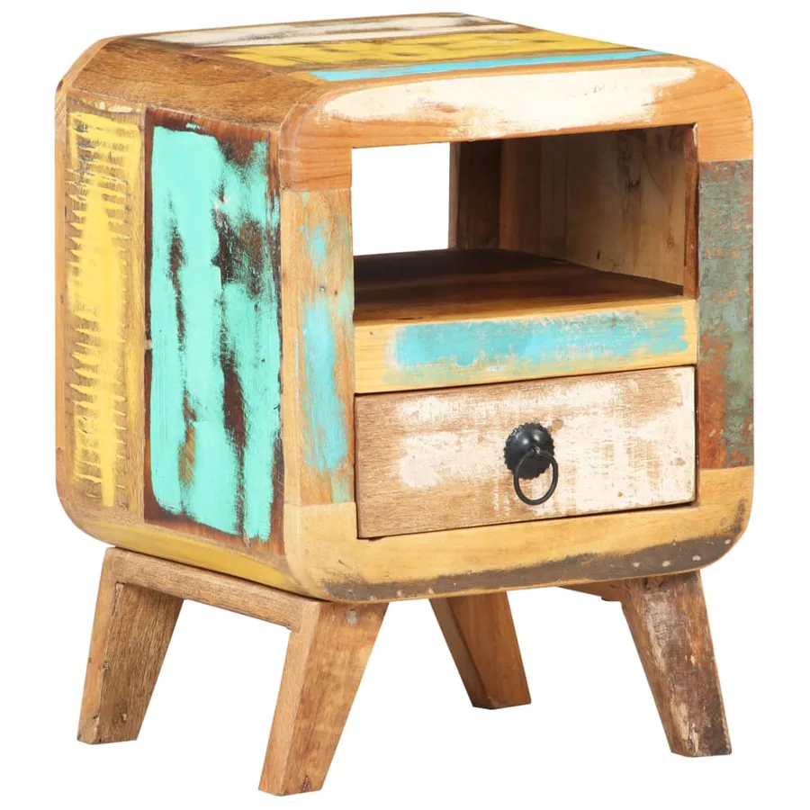 Table de chevet 30x30x41 cm Bois de récupération massif - 9