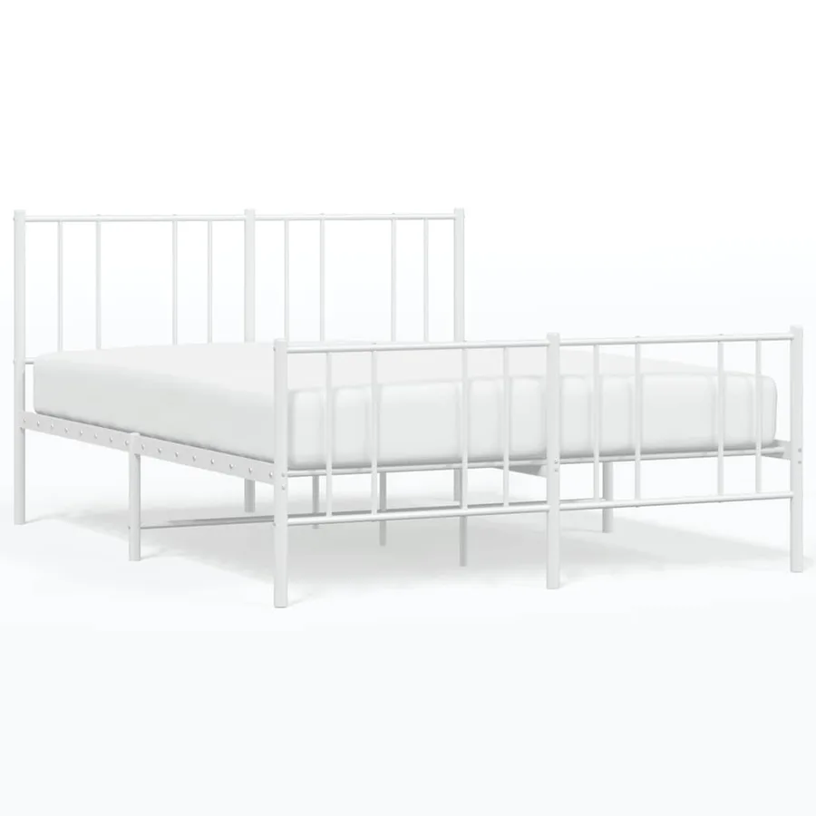 Cadre de lit métal sans matelas et pied de lit blanc 160x200 cm - 2