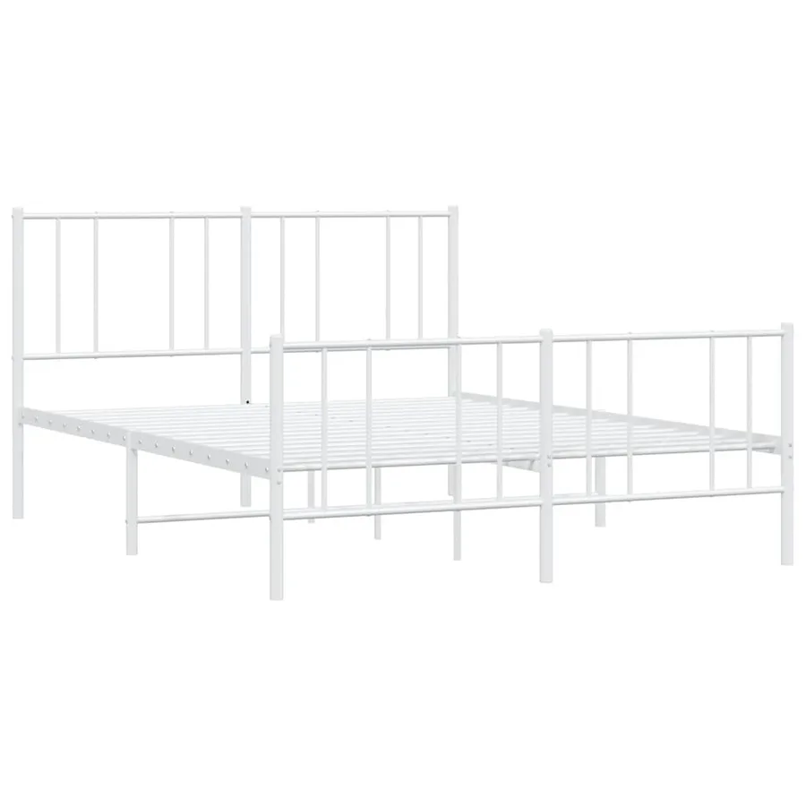 Cadre de lit métal sans matelas et pied de lit blanc 160x200 cm - 3