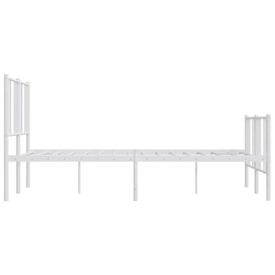 Cadre de lit métal sans matelas et pied de lit blanc 160x200 cm - 7