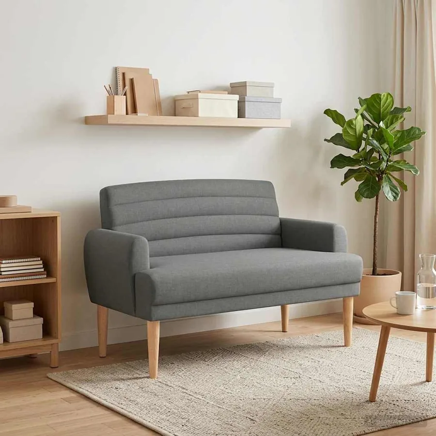 Canapé love seat avec capitonnage en boutons Gris foncé Tissu