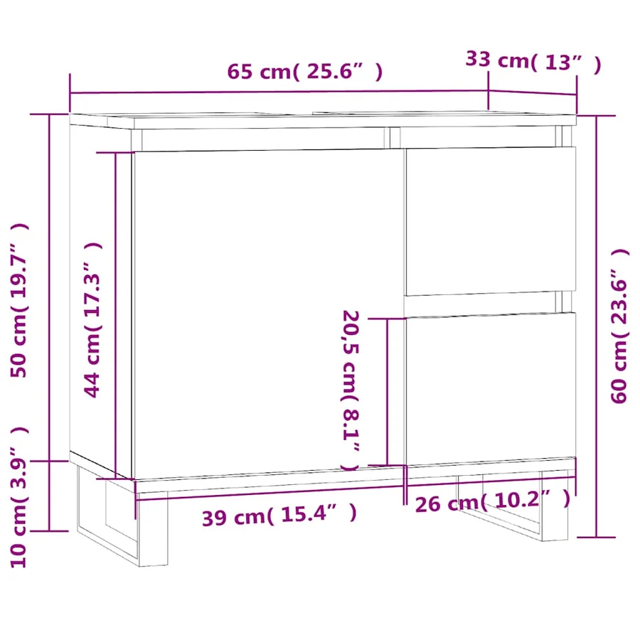 Armoire de salle de bain blanc 65x33x60 cm bois d'ingénierie - 12