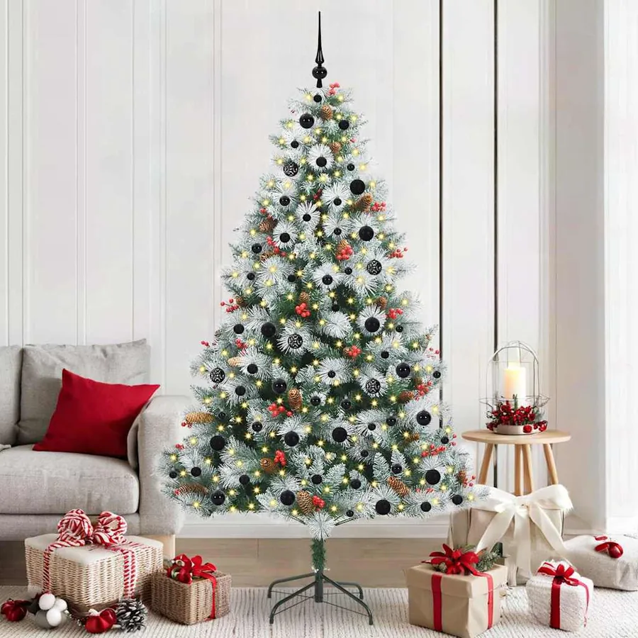 Sapin de Noël artificiel Vert et blanc 210 cm