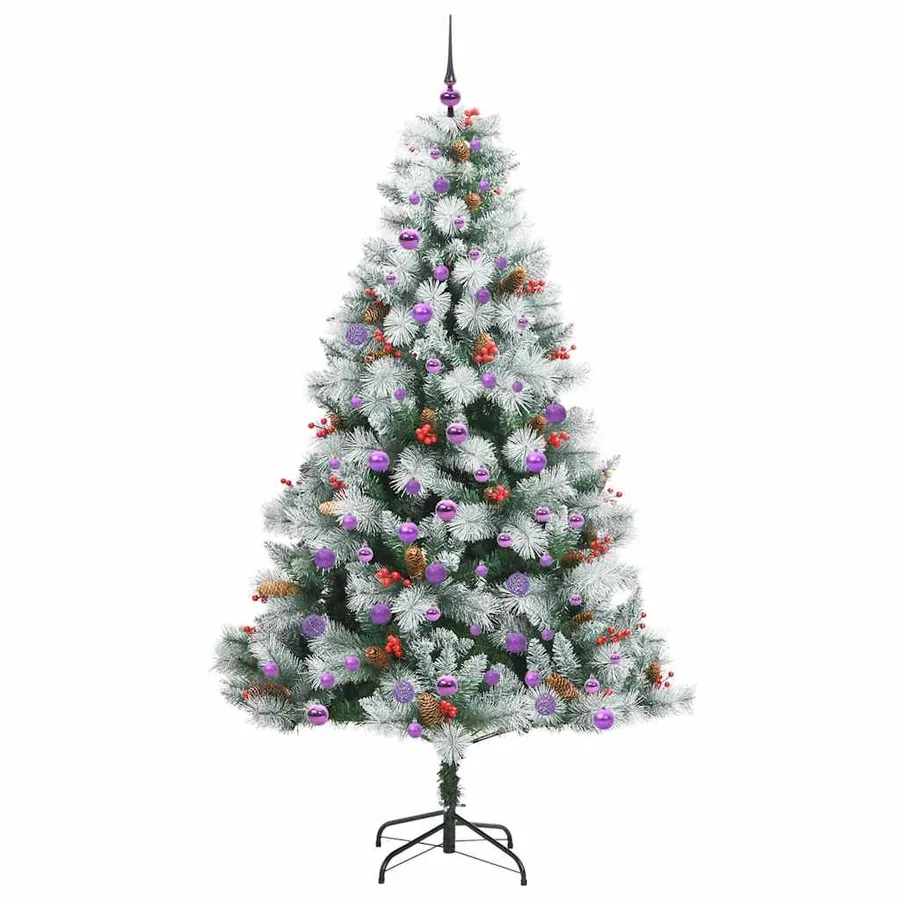 Sapin de Noël artificiel Vert et blanc 210 cm - 4