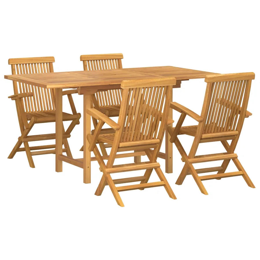 Ensemble de salle à manger pour jardin 5 pcs Marron
