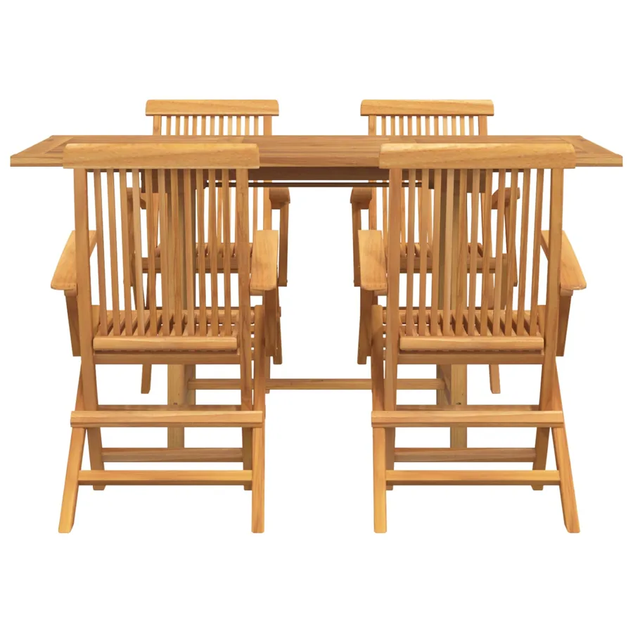 Ensemble de salle à manger pour jardin 5 pcs Marron - 3
