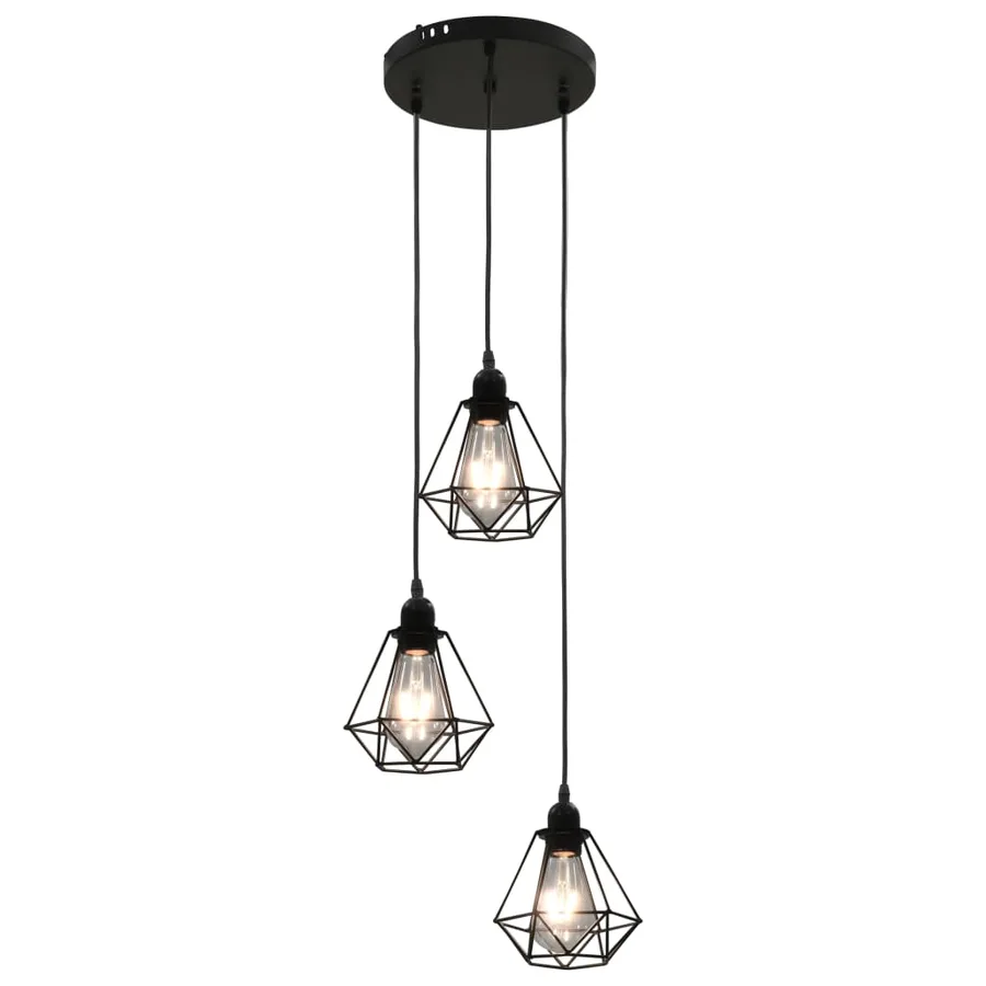 Plafonnier avec design de diamant Noir 3 ampoules E27 - 2