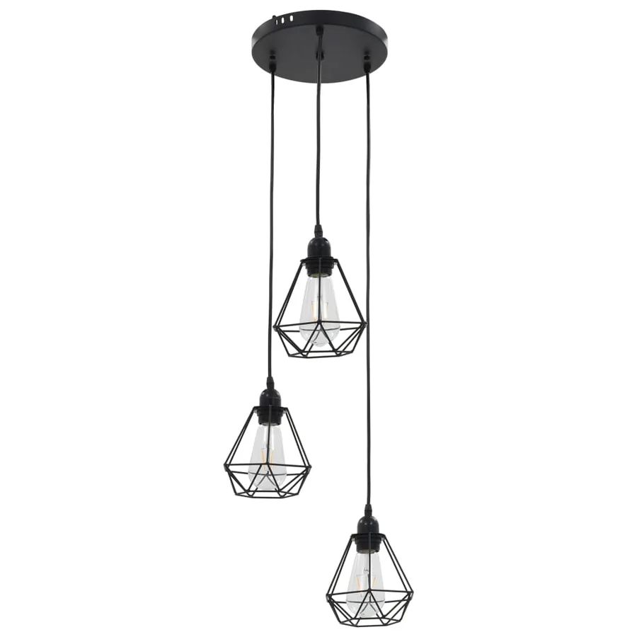 Plafonnier avec design de diamant Noir 3 ampoules E27 - 3