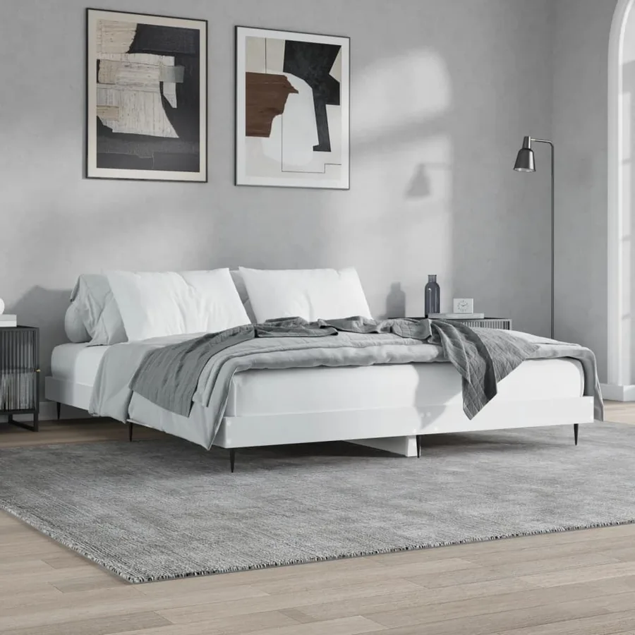 Cadre de lit sans matelas blanc 120x200 cm bois ingénierie - 4