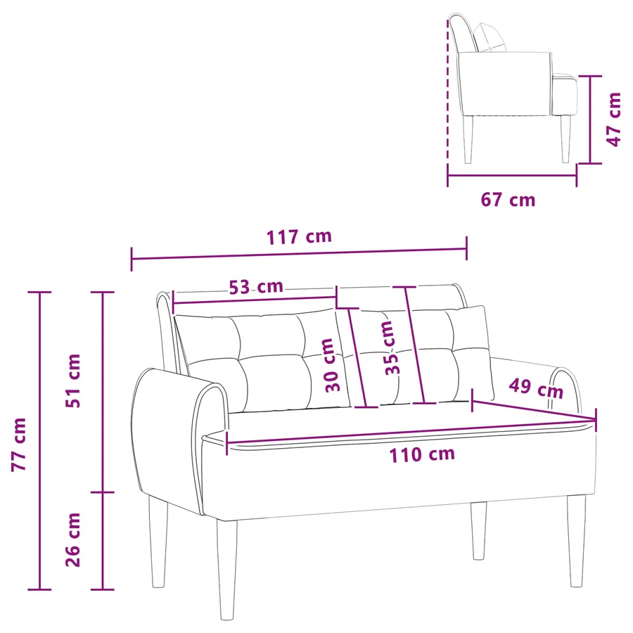 Canapé love seat avec capitonnage en boutons Noir Bouclé - 8