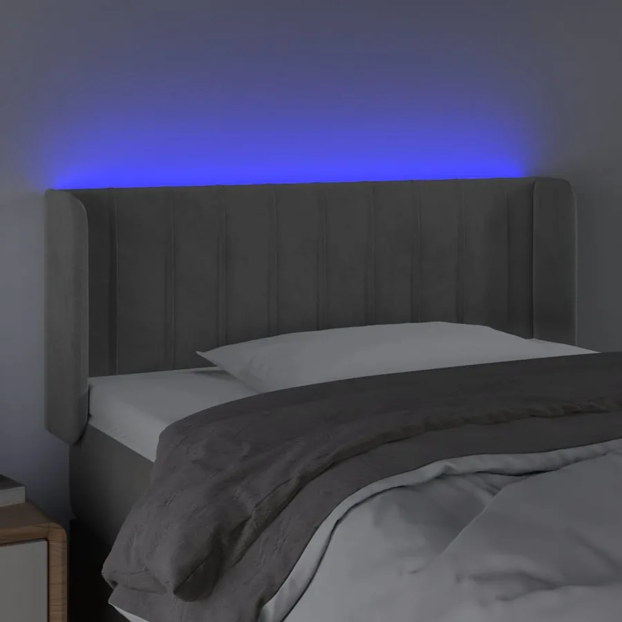 Tête de lit à LED Gris clair 83x16x78/88 cm Velours - 4