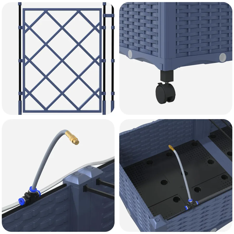 Porte-plante de jardin avec irrigation et roues 3 pc Gris PP - 5