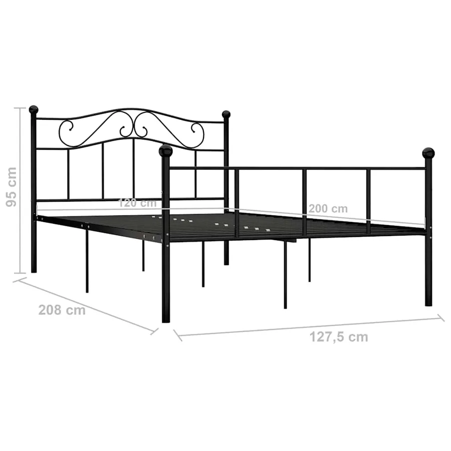 Cadre de lit sans matelas noir métal 120x200 cm - 6