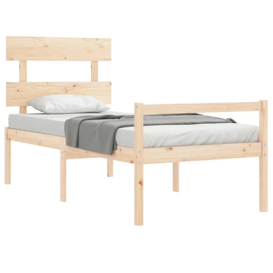 Lit pour personne âgée et tête de lit 90x200 cm bois massif - 4