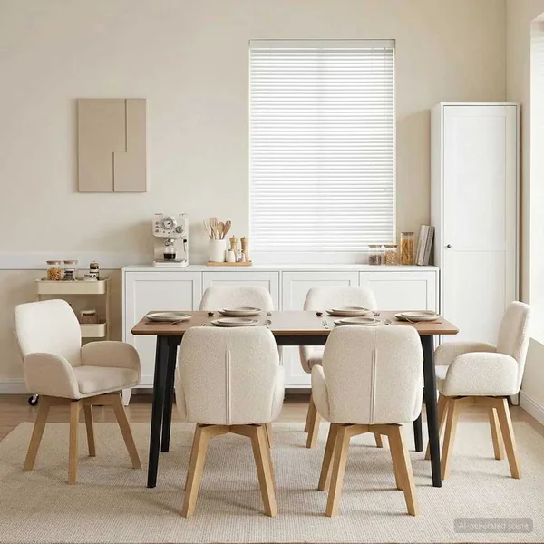 Chaises de salle à manger pivotantes 6 pcs Bouclé Crème