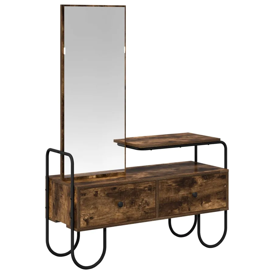 Table de Toilette avec tiroir Chêne fumé Bois d'ingénierie - 2