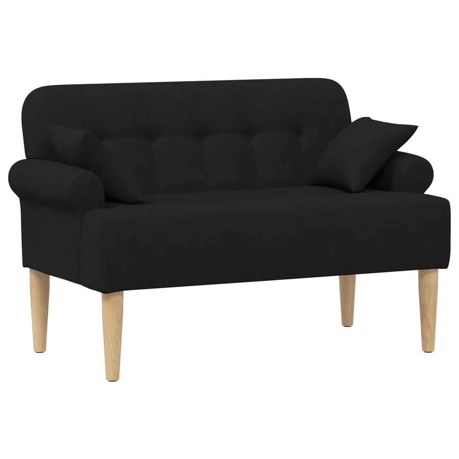 Canapé love seat avec capitonnage en boutons Noir Tissu - 2