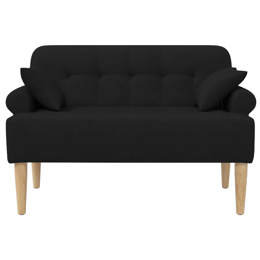Canapé love seat avec capitonnage en boutons Noir Tissu - 3