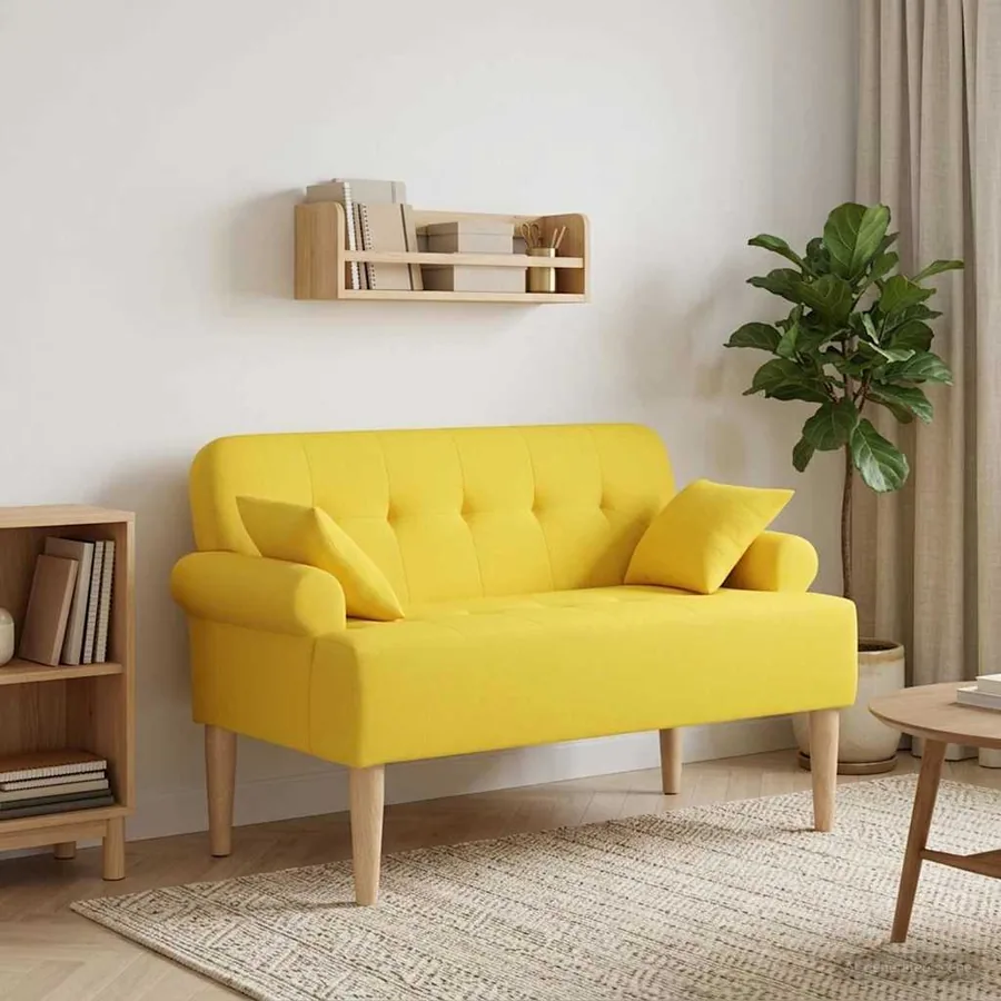 Canapé love seat avec capitonnage en boutons Jaune clair Tissu