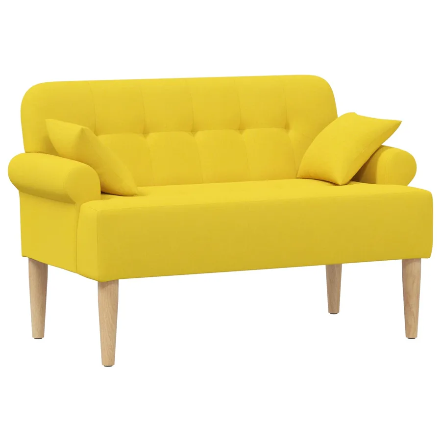 Canapé love seat avec capitonnage en boutons Jaune clair Tissu - 2