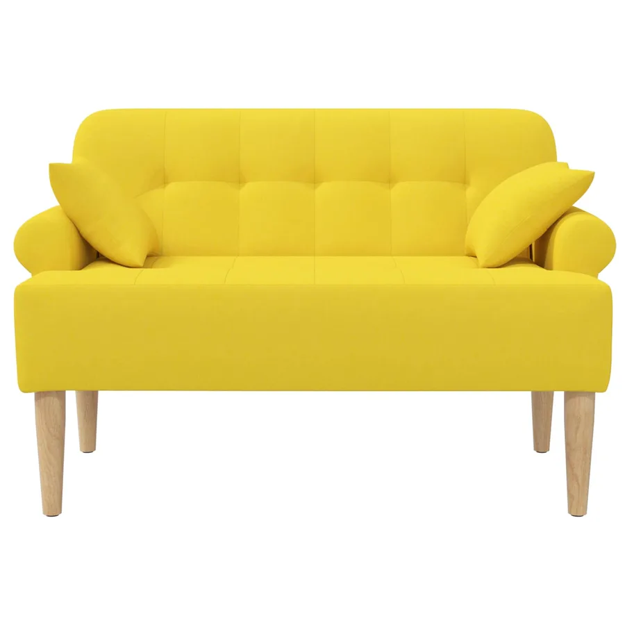 Canapé love seat avec capitonnage en boutons Jaune clair Tissu - 3