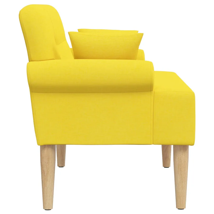 Canapé love seat avec capitonnage en boutons Jaune clair Tissu - 4
