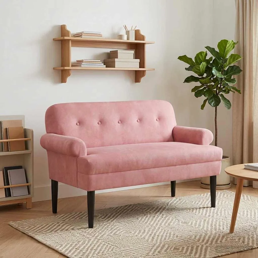 Canapé love seat avec capitonnage en boutons Rose Velours
