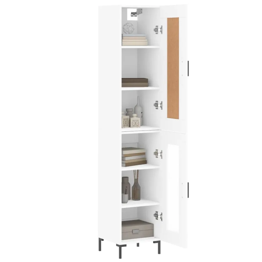 Buffet haut Blanc 34,5x34x180 cm Bois d'ingénierie - 3