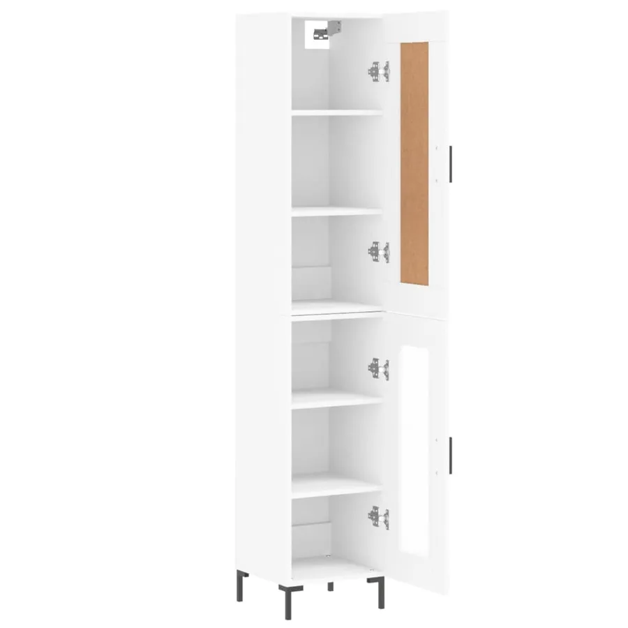 Buffet haut Blanc 34,5x34x180 cm Bois d'ingénierie - 4